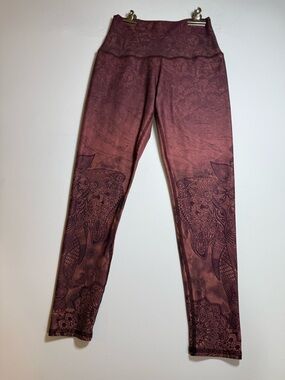Evolution and Creation Burgundy Elephant-Print Leggings